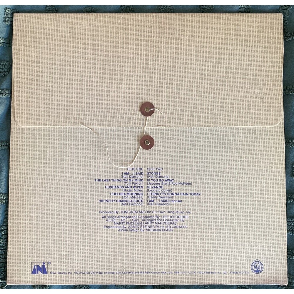Neil Diamond Stones LP Vinyl 1971 Record UNI Records 93106 I Am I Said 12" - Picture 2 of 4